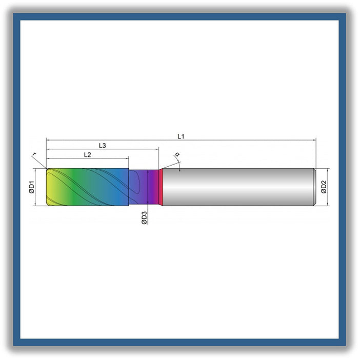 Solid Carbide End Mill 16mm 16R4x36-42x92xD16