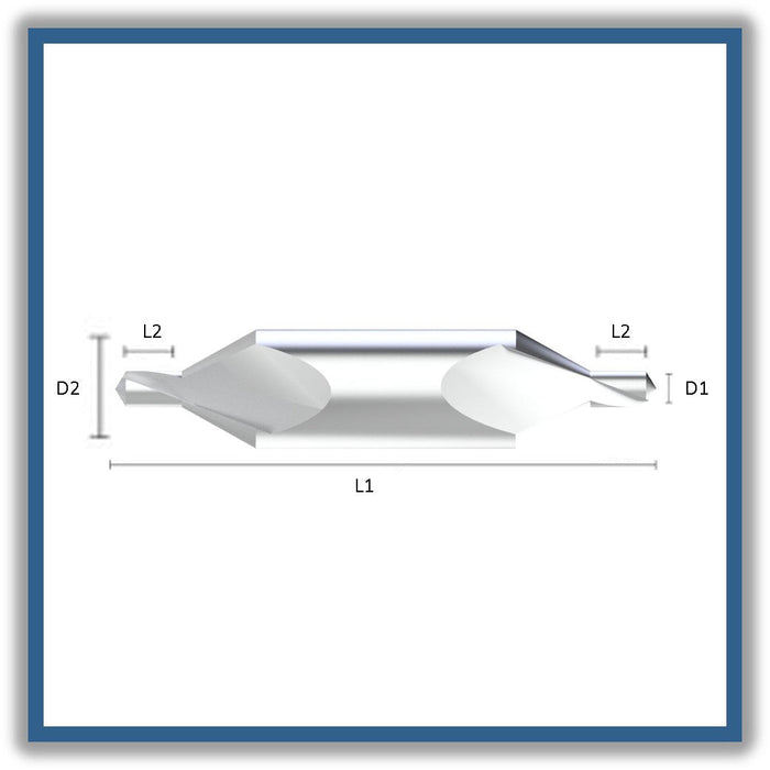 HSS Double End Centre Drill Tip of 118º DIN333R 1.6mm 1.6x4.25x37.5xD4