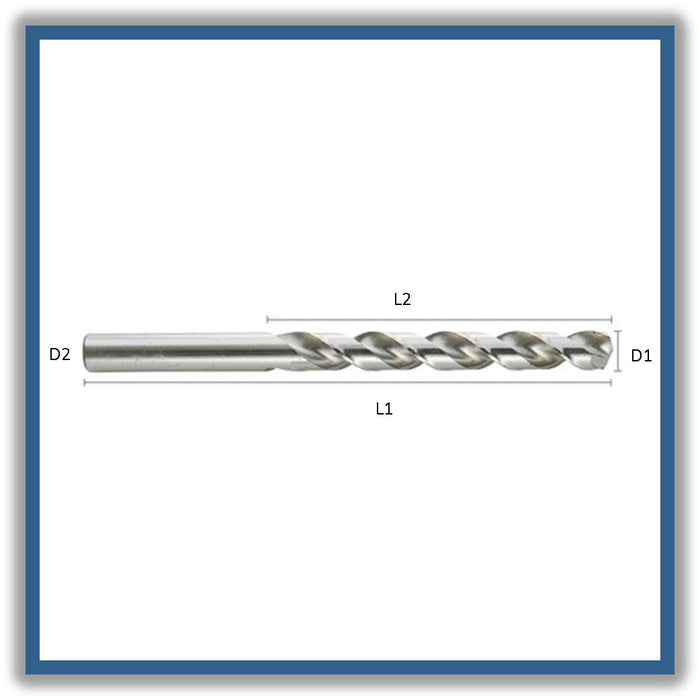 HSSCo Drill Tip of 135º Helix at 40º Short series DIN 338W 2.25mm 2.25x27x53xD2.25 (10pcs)