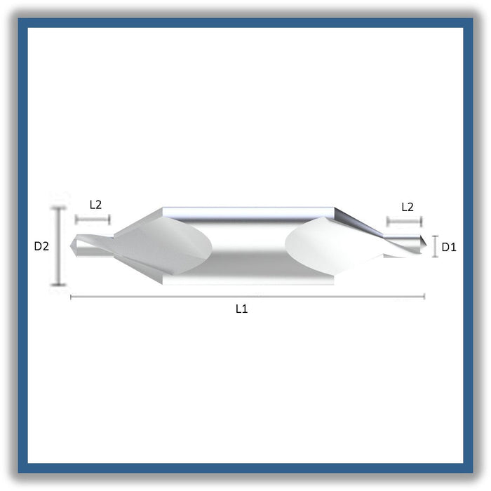 HSS Double End Centre Drill Tip of 118º DIN333A 1.25mm 1.25x1.9x33.5xD3.15