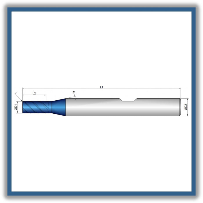 Solid Carbide End Mill 3mm 3R0.1x6-x54xD6