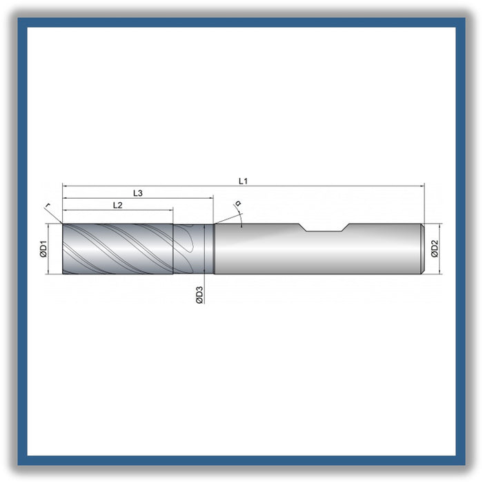 Solid Carbide End Mill 12mm 12R0.2x26-36x83xD12