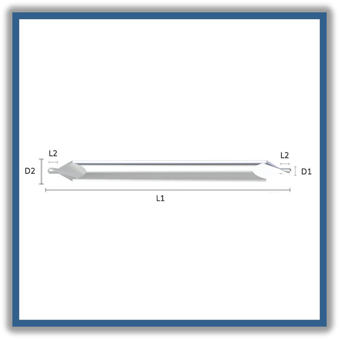 HSS Double End Centre Drill Tip of 118º DIN333A 1.5mm 1.5x2x60xD5