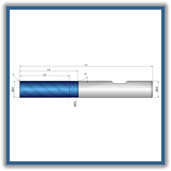 Solid Carbide End Mill 6mm 6R0.15x20-25x63xD6