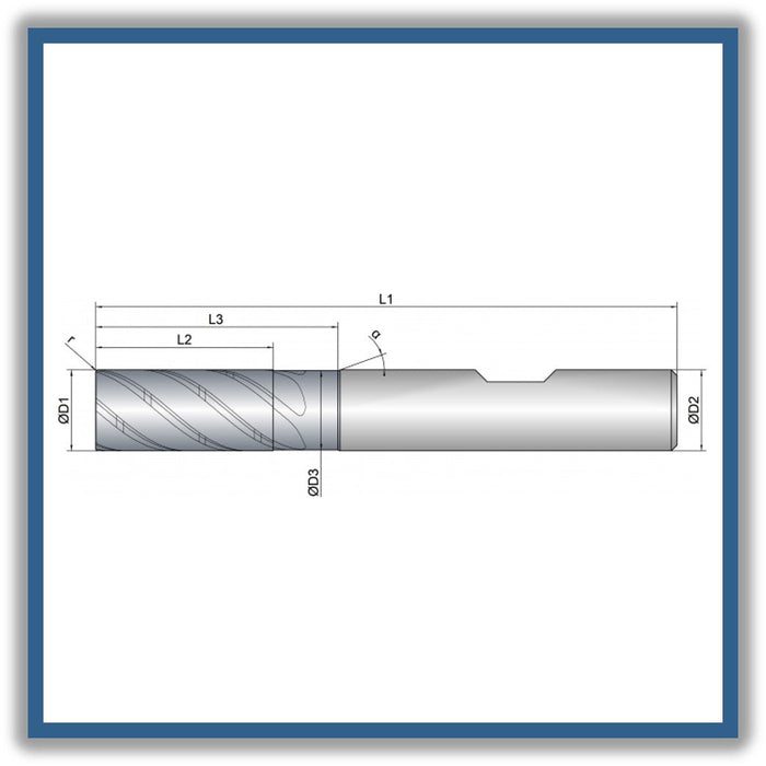 Solid Carbide End Mill 8mm 8R0.2x19-25x63xD8