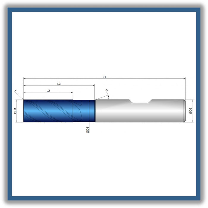 Solid Carbide End Mill 6mm 6R0.2x13-20x57xD6