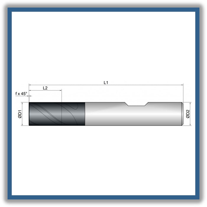 Solid Carbide End Mill 10mm 10C0.2x14-x66xD10