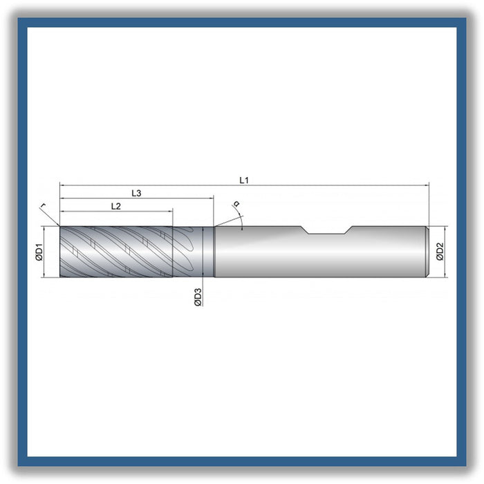 Solid Carbide End Mill 12mm 12R0.2x26-36x83xD12