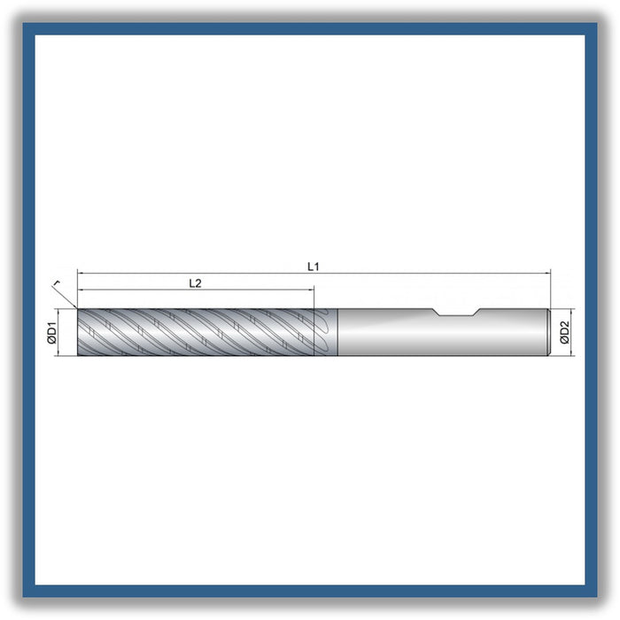 Solid Carbide End Mill 10mm 10R0.2x50-x100xD10