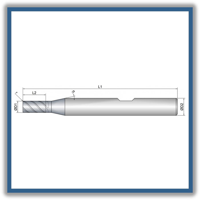 Solid Carbide End Mill 5mm 5R0.2x9-x54xD6