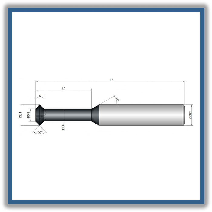 Solid Carbide Chamfer 90° 10mm 10x4-23x73xD10