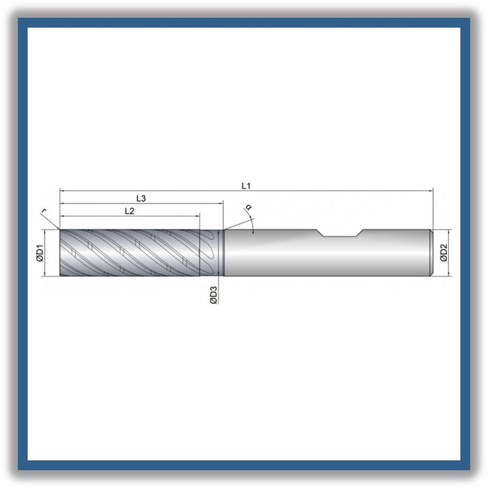 Solid Carbide End Mill 12mm 12R0.2x36-45x93xD12