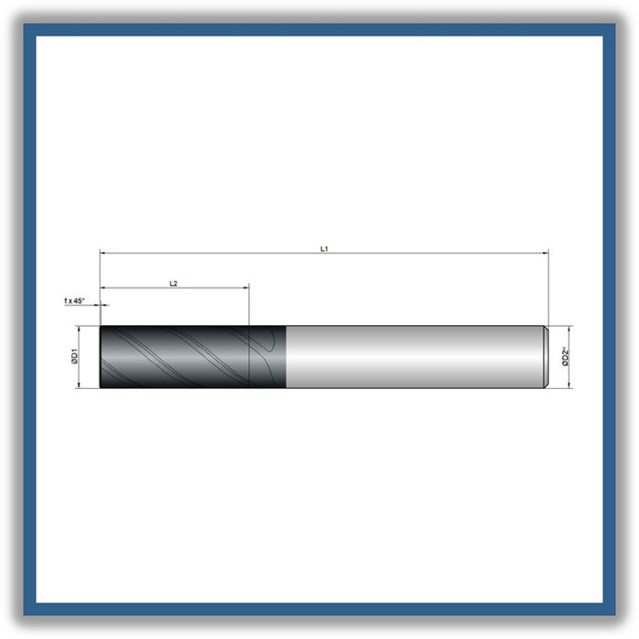 Solid Carbide End Mill 8mm 8C0.20x22-x63xD8