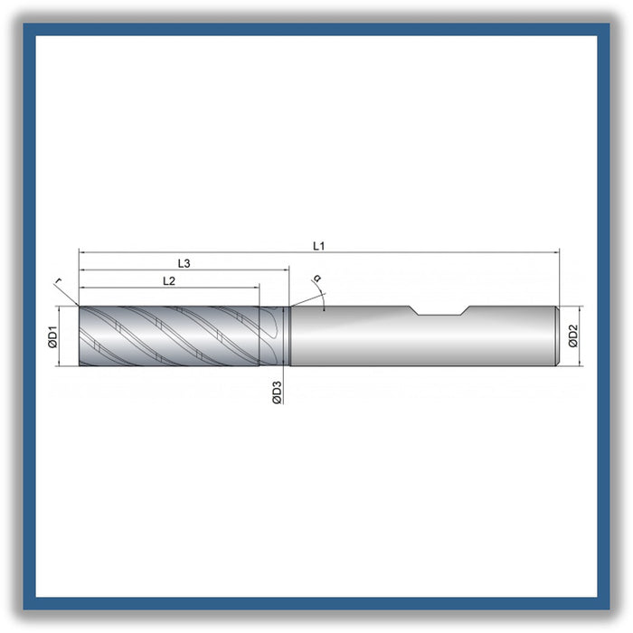 Solid Carbide End Mill 8mm 8R0.2x24-30x70xD8