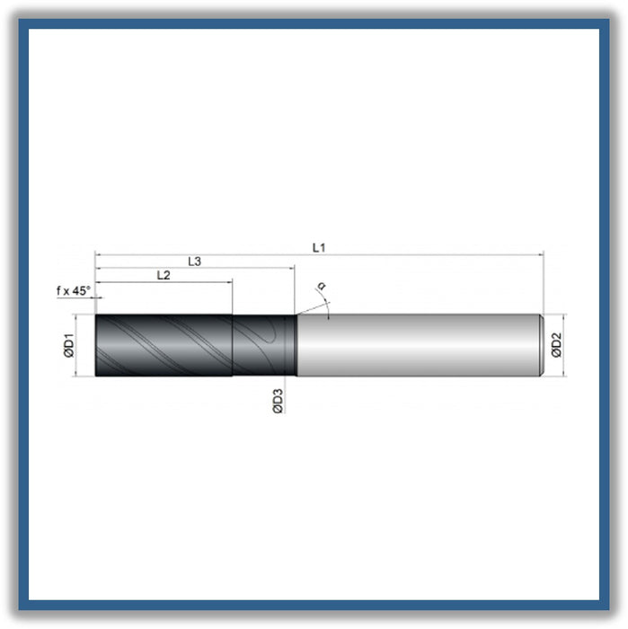 Solid Carbide End Mill 10mm 10C0.2x22-32x72xD10